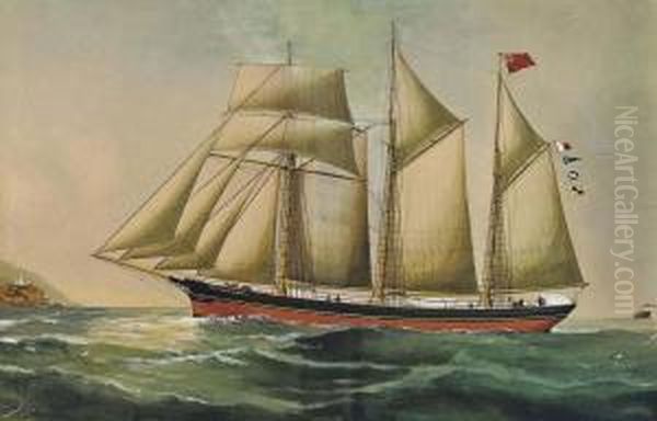 The 
British Queen 
 Of Barrow In Coastal Waters Oil Painting by Reuben Chappell Of Poole