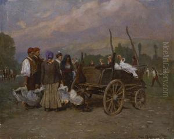 Geflugelmarkt Auf Dem Balkan Oil Painting by Hugo Charlemont