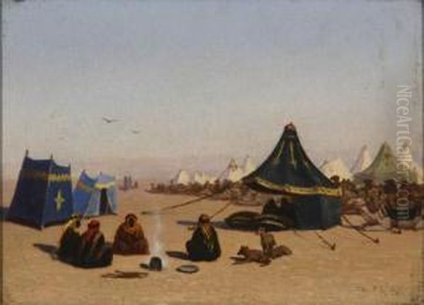 The Caravan
And 
Resting In Thedesert Oil Painting by Charles Theodore Frere