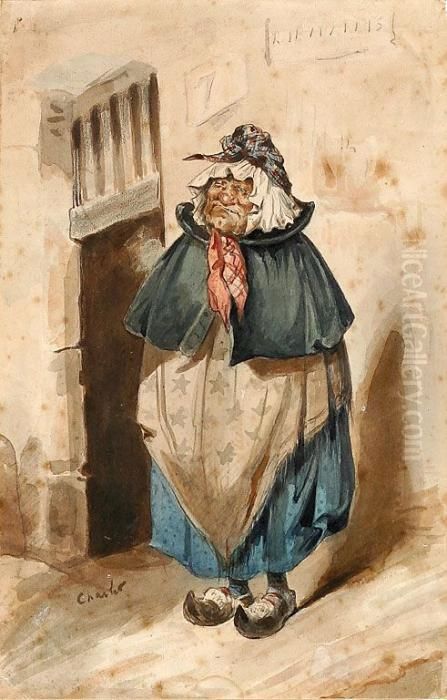 Personaje Caricaturesco. Firmado Oil Painting by Nicolas Toussaint Charlet