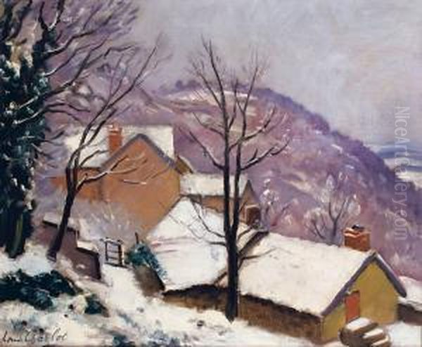 Petit Village Sous La Neige Oil Painting by Louis Charlot