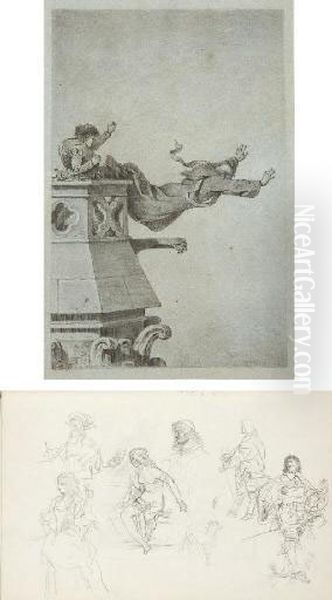 Un Album De 40 Pages Sur 
Lesquelles Ont Ete Dessines Et Colles Des Croquis Par Theobald Chartran 
Et D'autres Artistes Oil Painting by Theobald Chartran