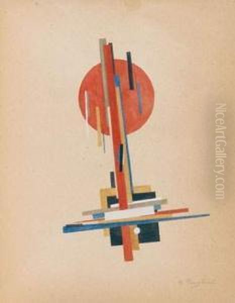 Composition Suprematiste Oil Painting by Ilya Grigorevich Chashnik