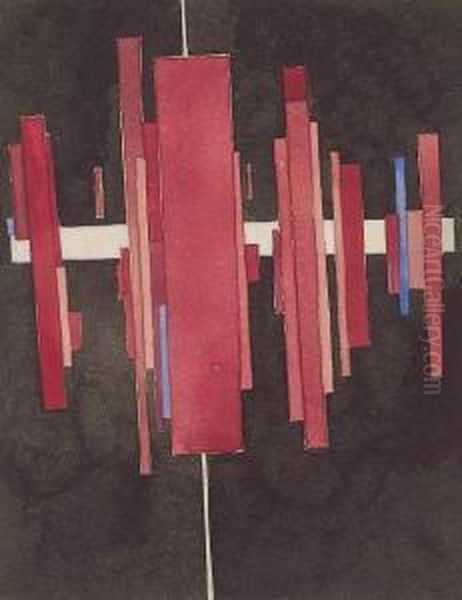 Suprematist Arkhitekton In Red, Vitebsk Oil Painting by Ilya Grigorevich Chashnik