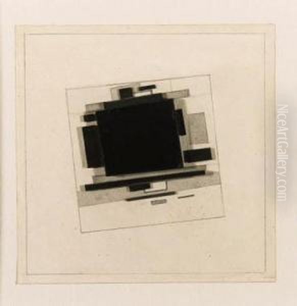 Suprematist Collage Oil Painting by Ilya Grigorevich Chashnik