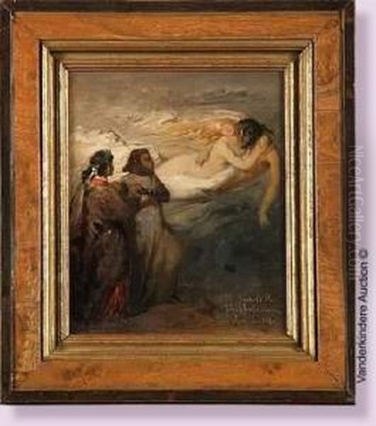 Paolo Et Francescas'envolent Du Monde Terrestre Oil Painting by Theodore Chasseriau