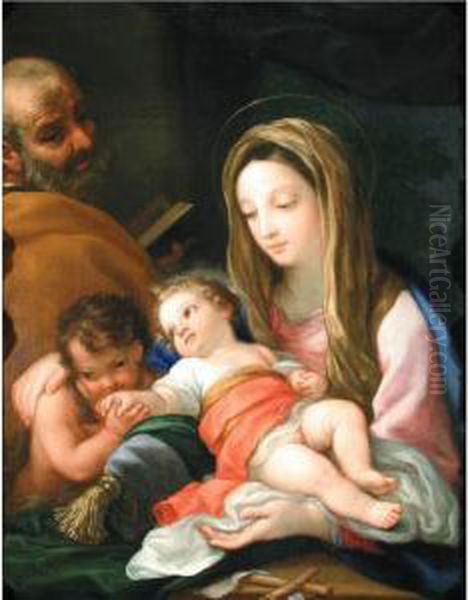 The Holy Family With The Infant Saint John The Baptist Oil Painting by Bartolomeo Giuseppe Chiari