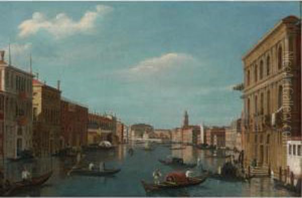 View Of The Grand Canal, Venice,
 Looking North-west From The Palazzo Vendramin-calergi To S. Geremia And
 The Palazzo Flangini Oil Painting by Vincenzo Chilone