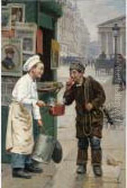Le Ramoneur Et Le Petit Cuisinier Oil Painting by Paul Charles Chocarne-Moreau