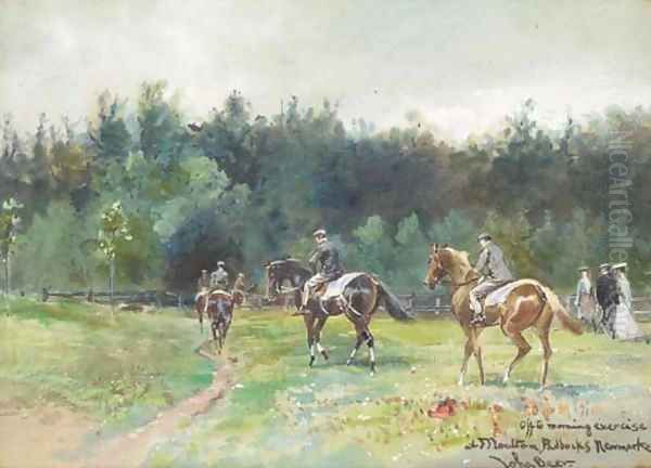 Off to morning exercise at Moulton Paddocks, Newmarket Oil Painting by John Axel Beer