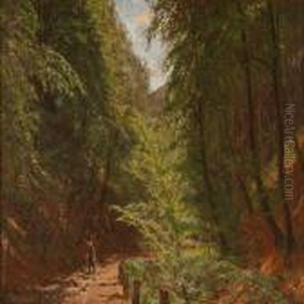 Lille Grundet Hulevej, 
Vejle Oil Painting by Godfred B.W. Christensen