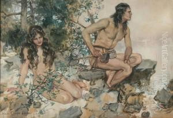 The Three Laws And The Golden Rule Oil Painting by Howard Chandler Christy