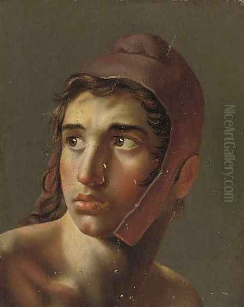 Portrait of a young man in a Phrygian cap Oil Painting by Wilhelm Ferdinand Bendz