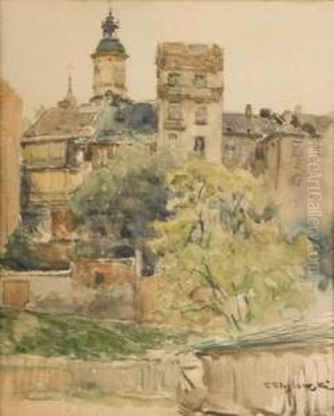 Varsovie Oil Painting by Tadeusz Cieslewski