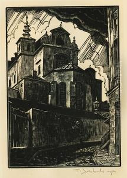 Kosciol Oil Painting by Tadeusz Cieslewski