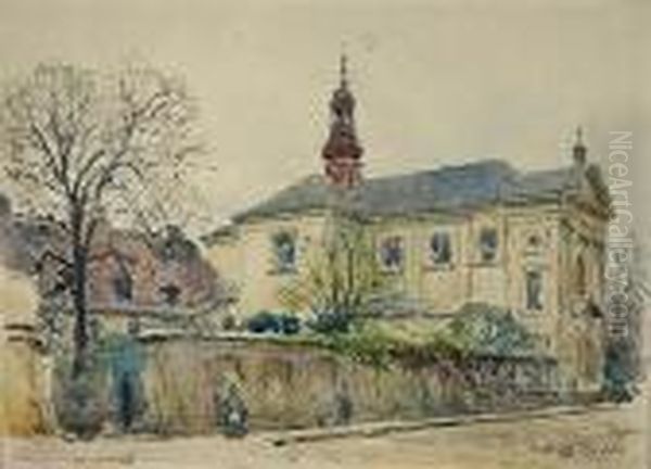 Kosciol Sw. Trojcy Na Powislu Oil Painting by Tadeusz Cieslewski