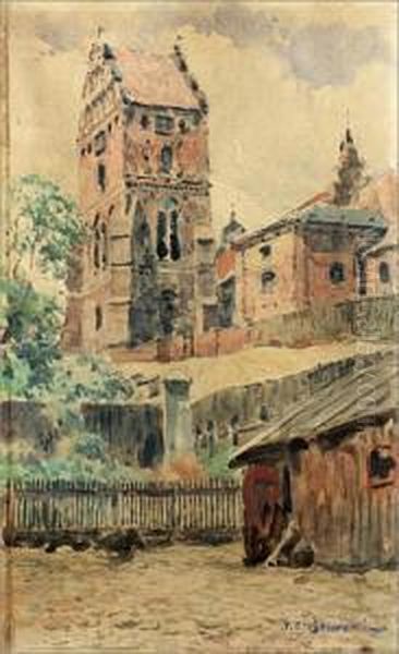 Kosciol Marii Panny W Warszawie Oil Painting by Tadeusz Cieslewski