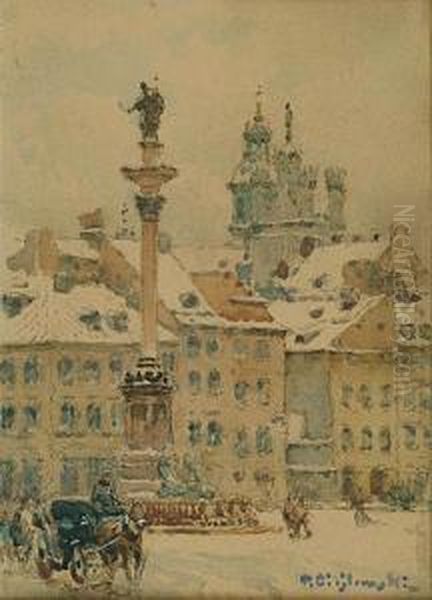 Plac Zamkowy Oil Painting by Tadeusz Cieslewski