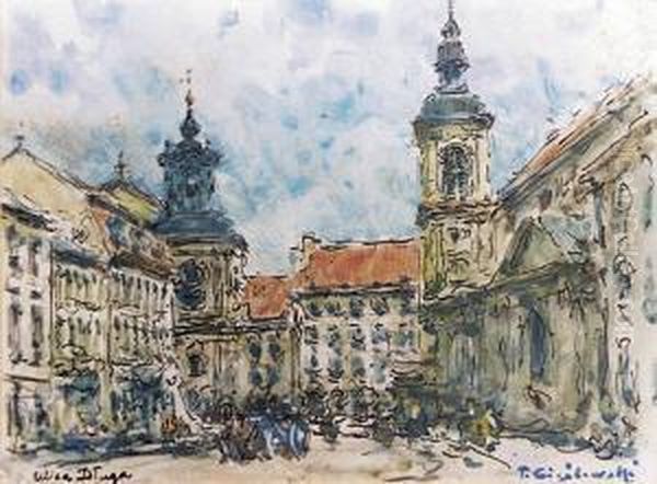 Widok Na Ulice Dluga W Warszawie Oil Painting by Tadeusz Cieslewski