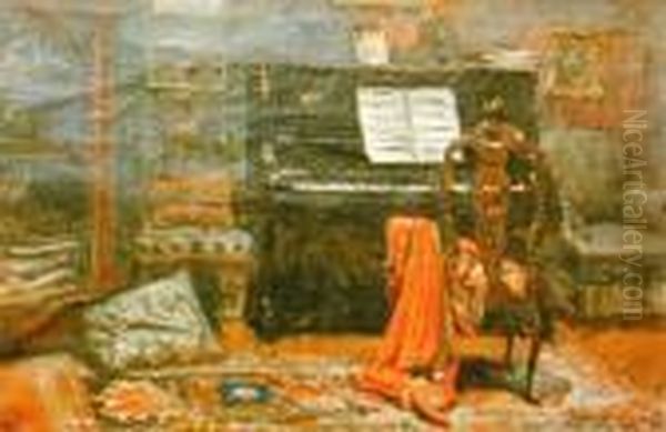 Wnetrze Salonu Oil Painting by Tadeusz Cieslewski