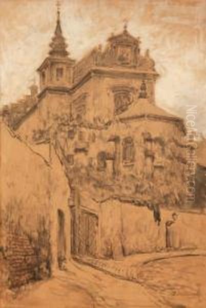 Kosciol Sw. Anny W Warszawie Oil Painting by Tadeusz Cieslewski