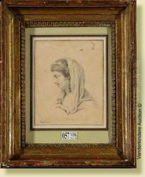 Profilde Femme Au Voile, Lavis 
Sur Papier. Signe En Bas A Gauchecipriani. Ecole Italienne. Dim.: 14x11 
Cm Oil Painting by Giovanni Batista Cipriani