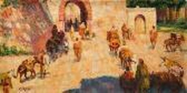 Entree De Village Oil Painting by Paul Cirou