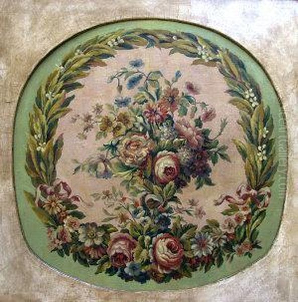 A Decorative Floral Garland Oil Painting by Pier Francesco Cittadini