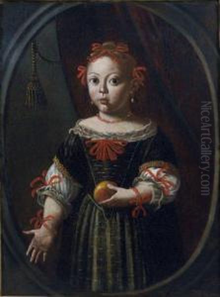 Portrait De Jeune Fille A La Pomme Oil Painting by Pier Francesco Cittadini