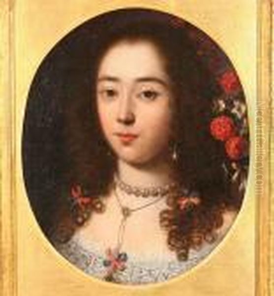 Girl With A Pearl Necklace Oil Painting by Pier Francesco Cittadini