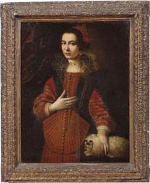 Ritratto Di Giovane Dama Con Cagnolino Oil Painting by Pier Francesco Cittadini