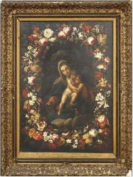 Vierge A L'enfant Dans Une Guirlande De Fleurs Oil Painting by Pier Francesco Cittadini
