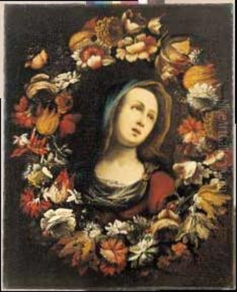La Vergine In Una Ghirlanda Di Fiori Oil Painting by Pier Francesco Cittadini