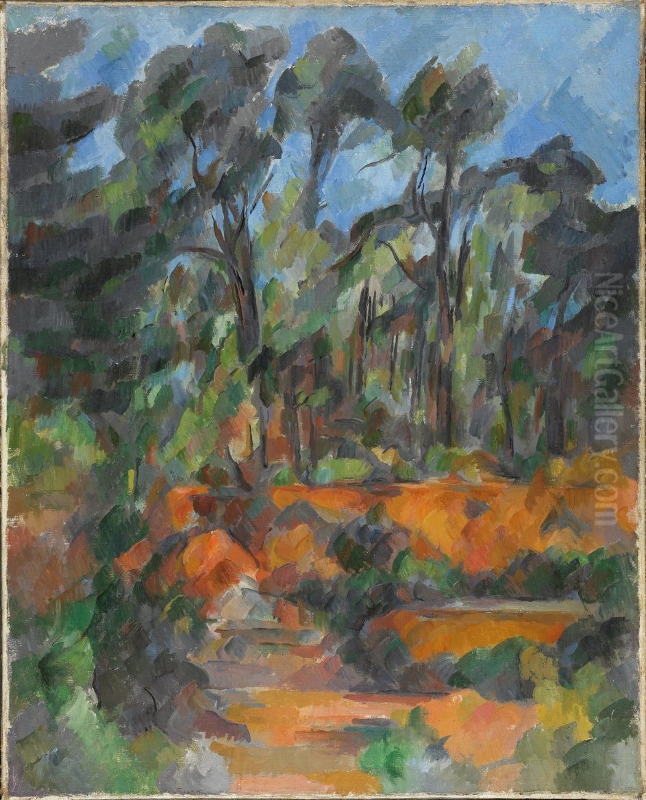 Forest Oil Painting by Paul Cezanne