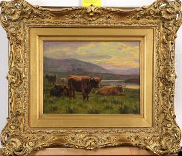 Tillskriven, Landskap Med Boskap, Signerad Dixon Clark Oil Painting by Joseph Dixon Clark