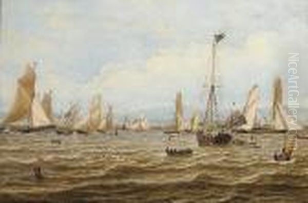 The 1835 Royal Northern Club Regatta Off Greenock Oil Painting by William Clark Of Greenock