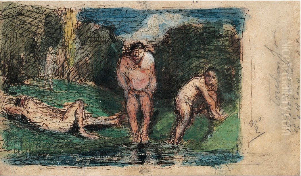 Bathers At Rest Oil Painting by Paul Cezanne