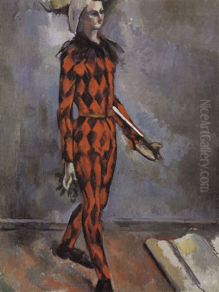 Harlequin Oil Painting by Paul Cezanne