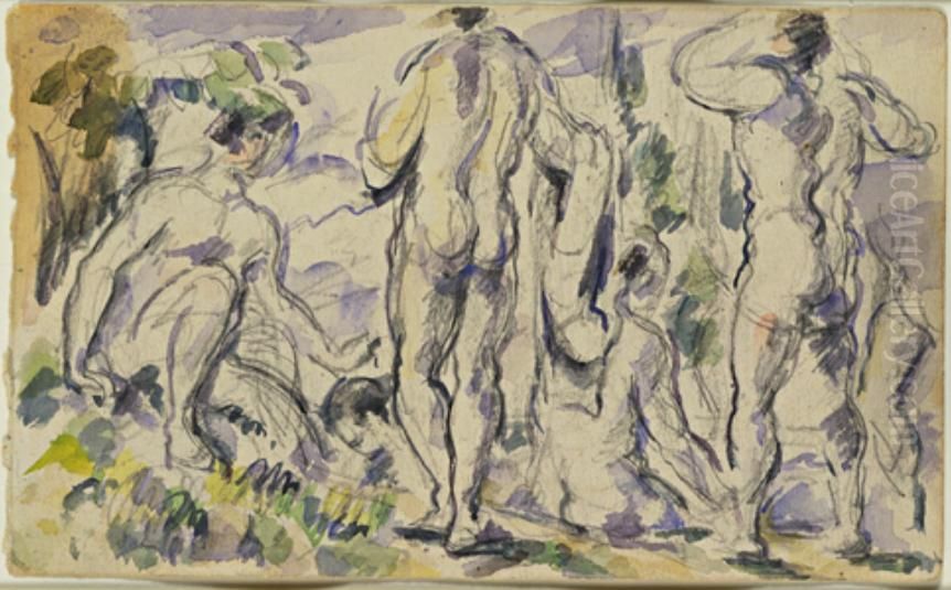 Bathers Oil Painting by Paul Cezanne