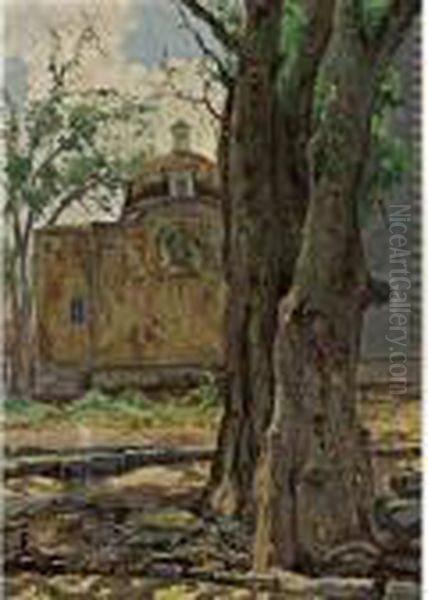 Iglesia De San Angel Oil Painting by Joaquin Clausell