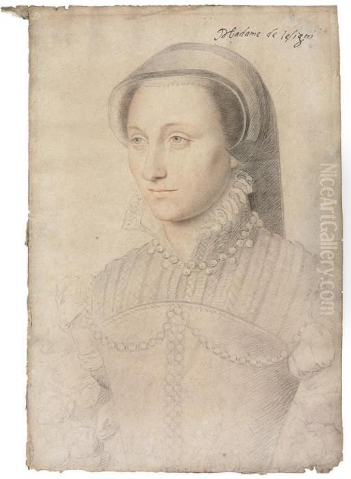Portrait Of Jeanne Clausse, Dame De Lesigni Oil Painting by Francois Clouet