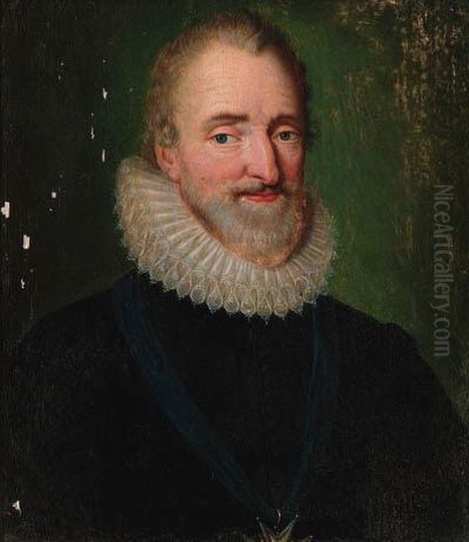 Portrait Of Henry Iv, 
Small-bust-length, In A Black Costume With Aruff And Wearing The Order 
Of Croix Du Saint Esprit Oil Painting by Francois Clouet