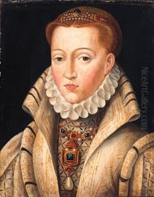 Portrait Of A Lady, Previously 
Identified As Lady Jane Grey,quarter-length, In A Gold-embroidered Coif 
And White Ruff Oil Painting by Francois Clouet