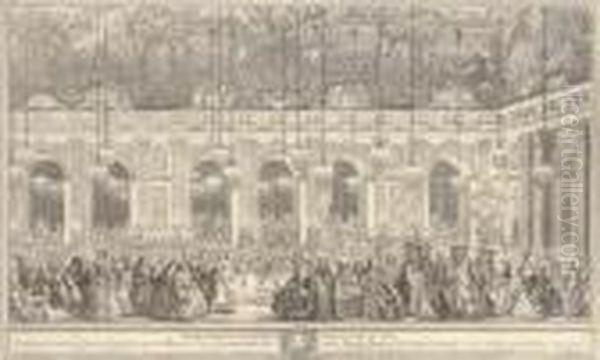 The Celebrations At Versailles 
Of The Marriage Of Louis Dauphin Of France And Marie Therese Infanta Of 
Spain, February 1745 Oil Painting by Charles-Nicolas I Cochin