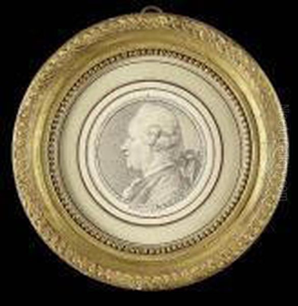 Henri Francois Du Pole Nollan, 
Profile To The Left, Wearing Coat, Frilled Shirt, His Hair Worn Oil Painting by Charles-Nicolas I Cochin