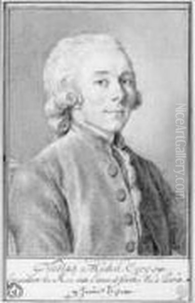 Portrait En Buste De Nicolas Michel Cury, Conseiller Du Roi Aux
 Eaux Et Forets Oil Painting by Charles-Nicolas I Cochin