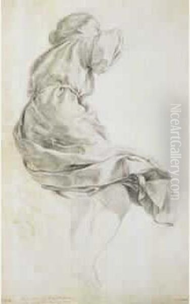 Figure Feminine Drapee Vue De Dos De Trois Quarts Vers La Droite,
 Etude Pour L'avenement De Louis Xv Oil Painting by Charles-Nicolas I Cochin