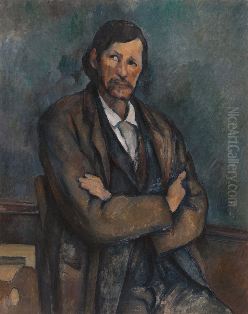 Man With Crossed Arms Oil Painting by Paul Cezanne