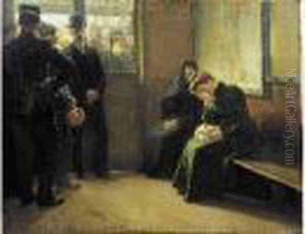 La
 Douane Oil Painting by Remy Cogghe