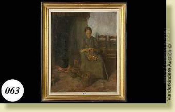 L'eplucheuse De Pommes De Terre Oil Painting by Marie Collart